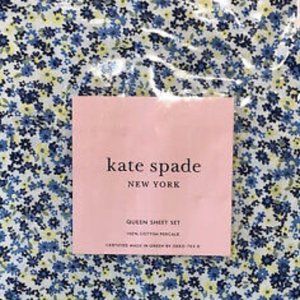 KATE SPADE petite FLORAL blue/yellow 4 pc. QUEEN Sheet Set